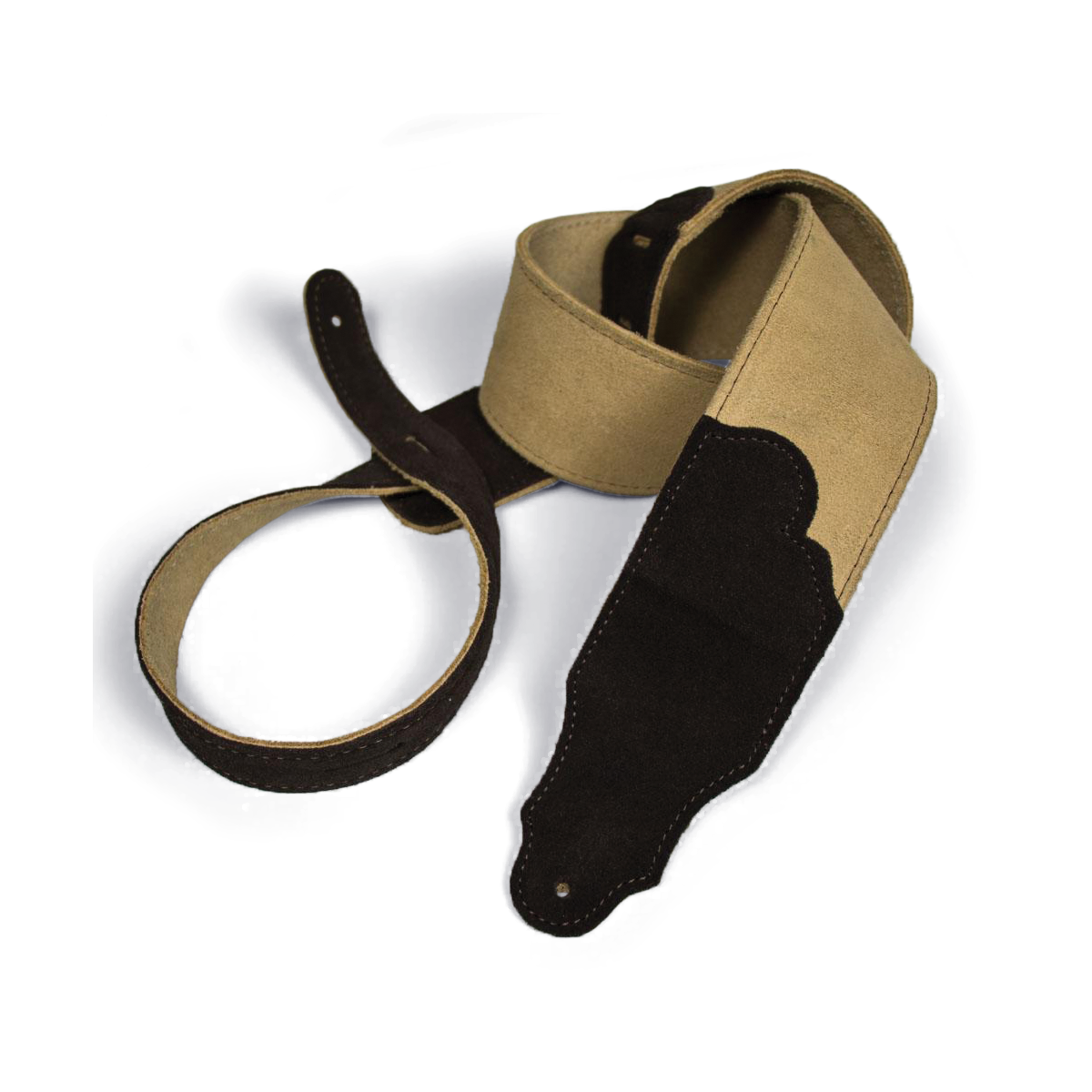 Franklin 2.5" Honey Suede Guitar Strap with Chocolate Stitching