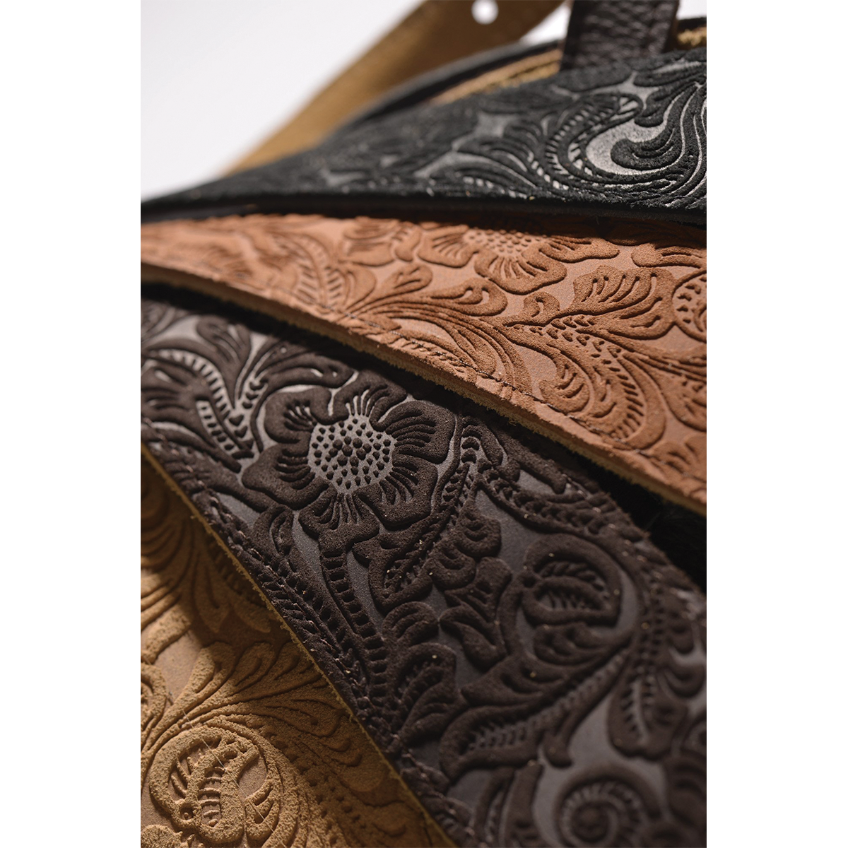 Franklin Black Suede Guitar Strap with Pebbled Leather End, 2.5" — view 3