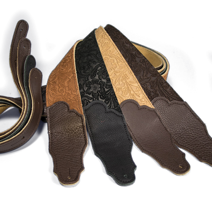Franklin Black Suede Guitar Strap with Pebbled Leather End, 2.5" — view 2