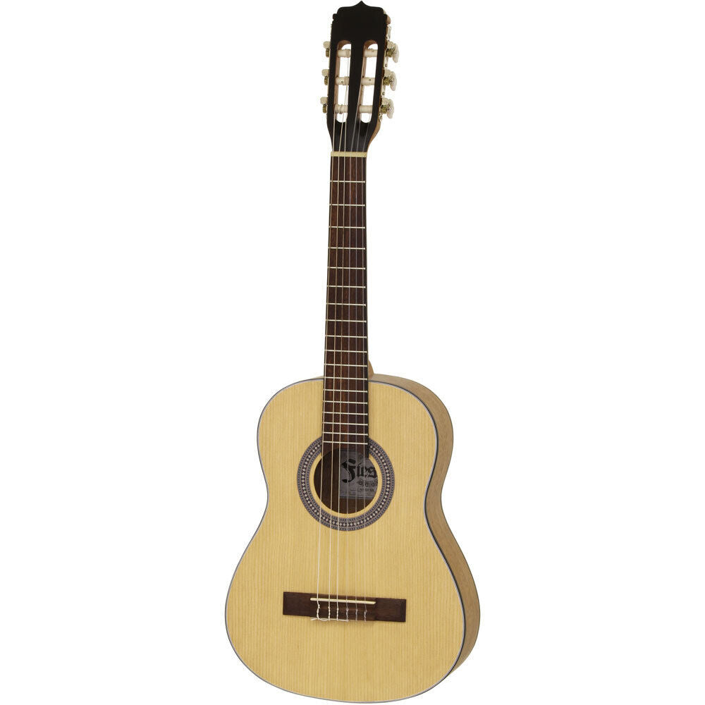 Aria Fiesta 1/2 Size Classical Nylon String Guitar, Spruce Top, Meranti Back & Sides, Natural Matte Finish
