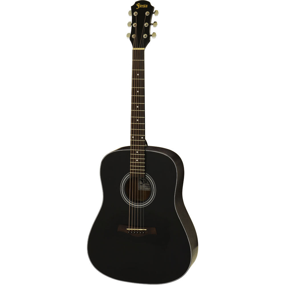 Aria Fiesta Series Dreadnought Acoustic Guitar Black Matte Finish