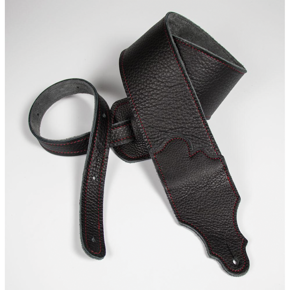 Franklin Original 3" Black Glove Leather Guitar Strap with Red Stitching