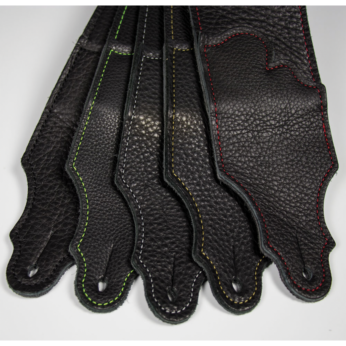 Franklin Original 3" Black Glove Leather Guitar Strap with Red Stitching — view 4