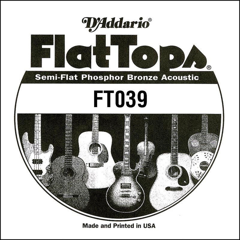 D'Addario FT039 Semi-Flat Phosphor Bronze Acoustic Guitar Single String, .039