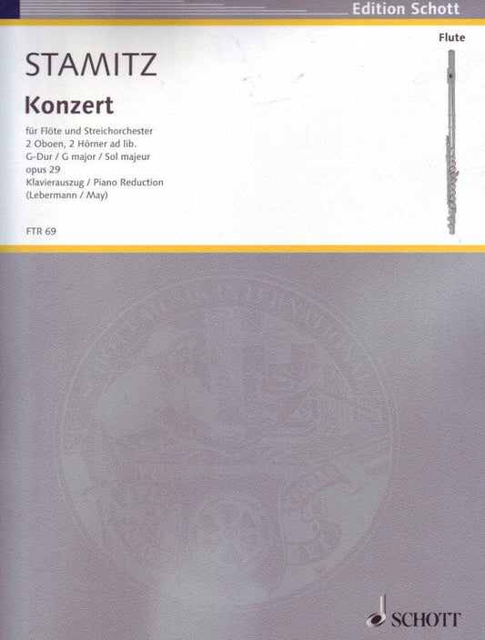 Stamitz Concerto in G Major Op. 29 for Flute and Piano Study Score 43 Pages