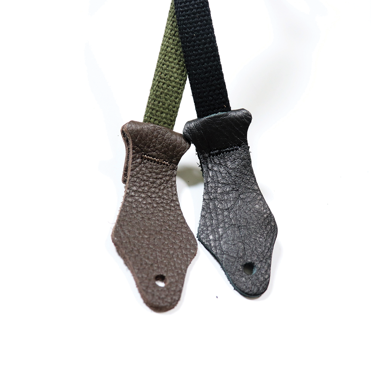 Franklin 5/8" Olive Cotton Ukulele Strap with Chocolate Leather Ends (UK2-OL) — view 5