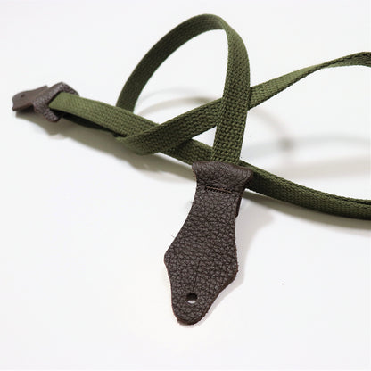 Franklin 5/8" Olive Cotton Ukulele Strap with Chocolate Leather Ends (UK2-OL) — view 2