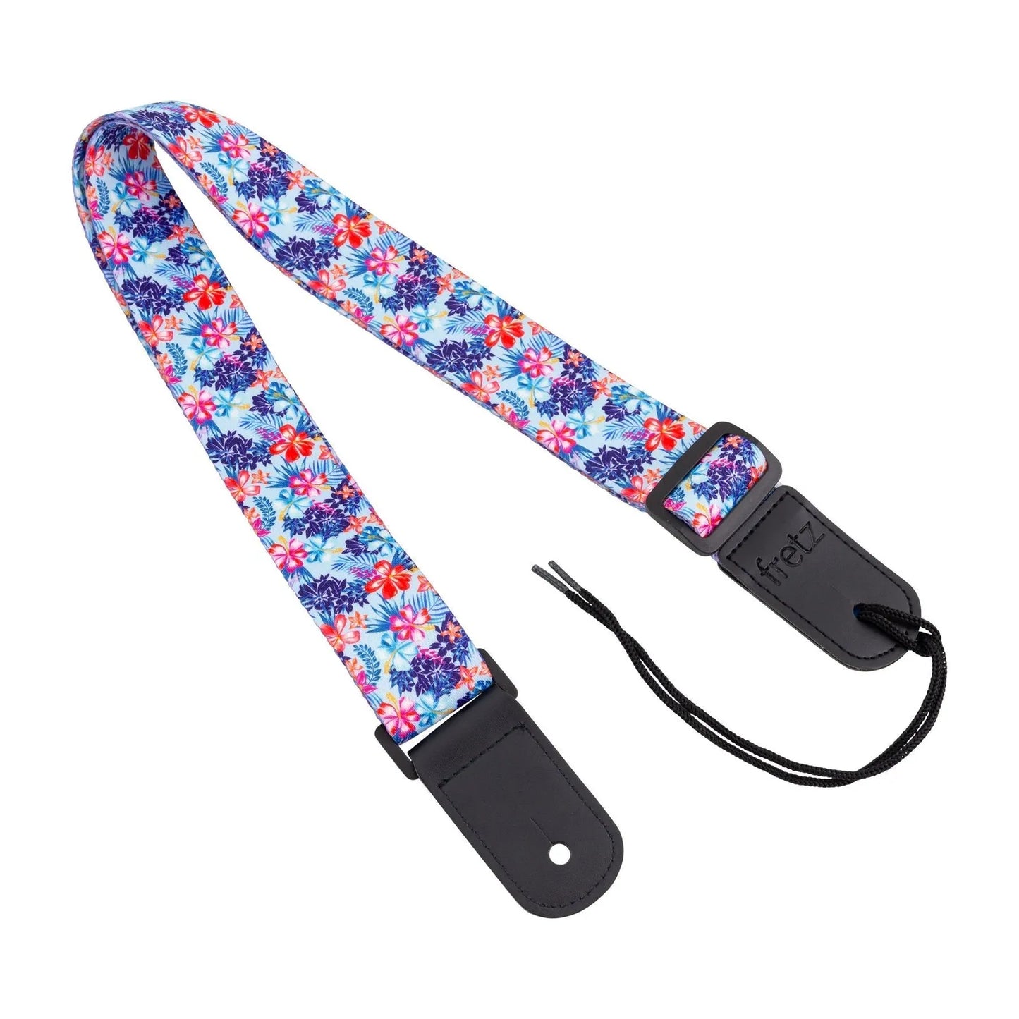 Fretz FUST-G33 Patterned Ukulele Strap - Frangipani, 1.5" Wide, Adjustable Up to 47" Length, Microfiber Leather Ends