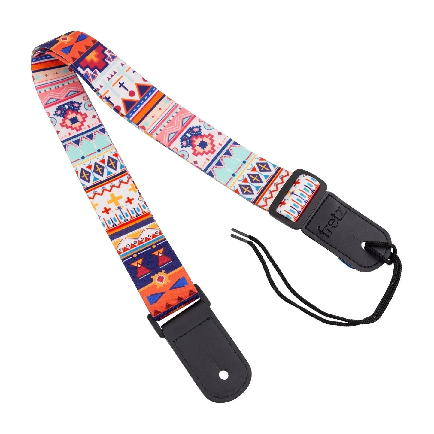 Fretz FUST-G43 Patterned Ukulele Strap with Microfiber Leather Ends, Adjustable up to 47"
