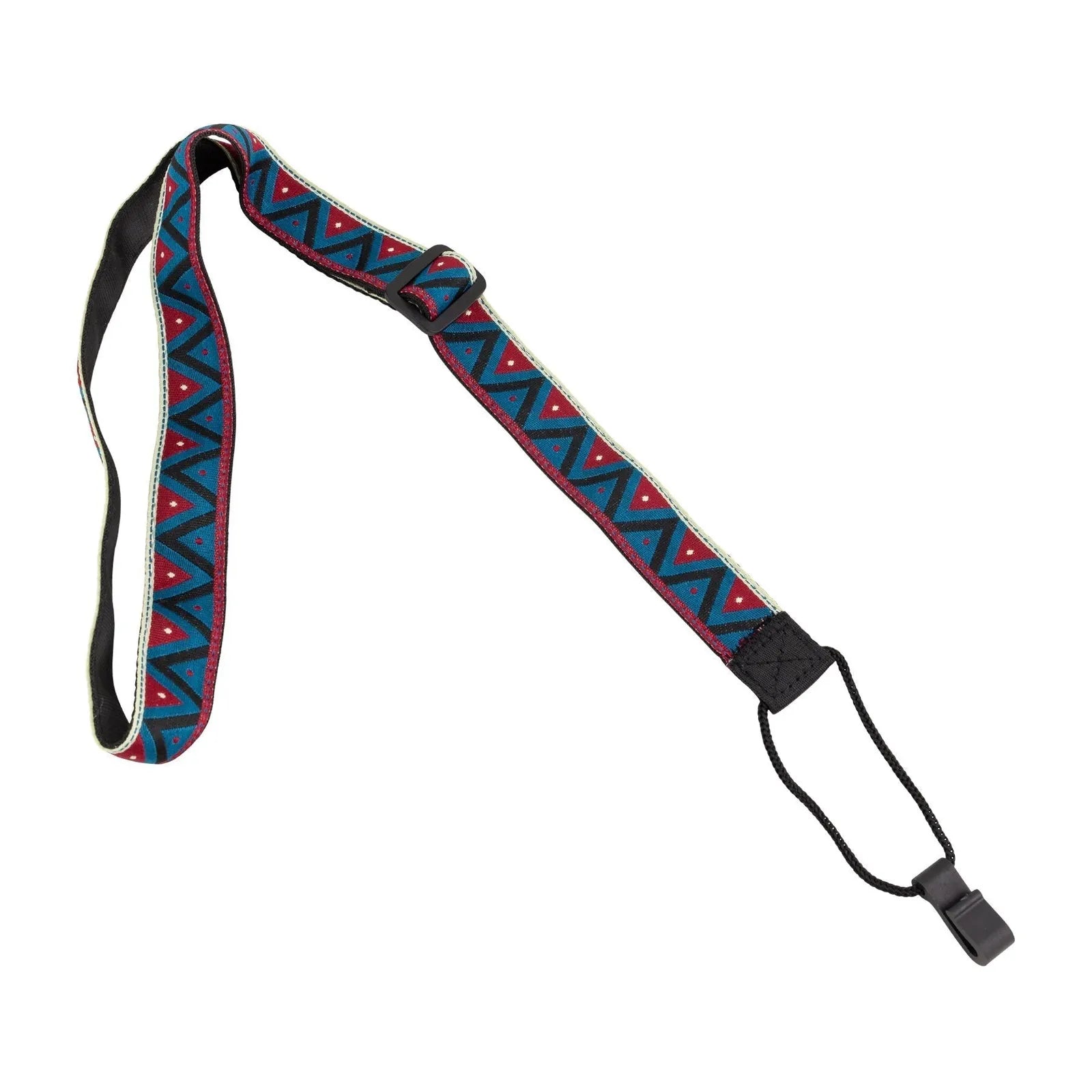 Fretz FUST-JC62HK Patterned Polyester Ukulele Strap - Blue/Red, Adjustable up to 35"