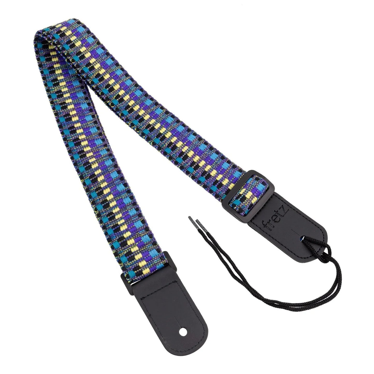 Fretz Woven Jacquard Ukulele Strap FUST-JRW43 - Ocean, 1.5" Wide, Adjustable up to 47" with Microfiber Leather Ends