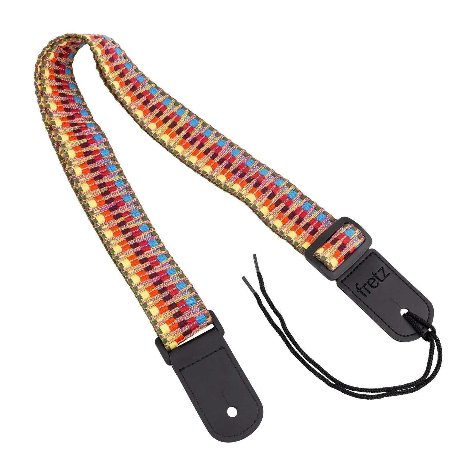 Fretz FUST-JRW43 Woven Jacquard Ukulele Strap - Rainbow, 1.5" Wide, Adjustable Up to 47" Length