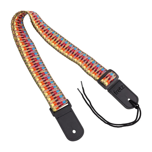 Fretz FUST-JRW43 Woven Jacquard Ukulele Strap - Rainbow, 1.5" Wide, Adjustable Up to 47" Length