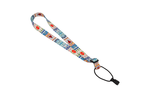 Fretz 1" Print Neck Ukulele Strap with Sound Hole Clip - Light Blue