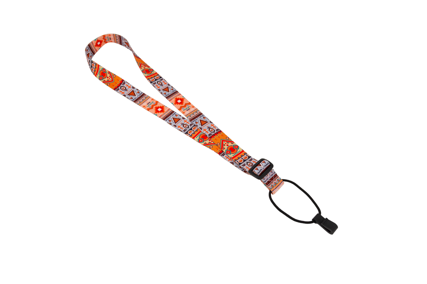 Fretz 1" Orange Print Ukulele Strap with Sound Hole Clip