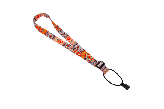 Fretz 1" Orange Print Ukulele Strap with Sound Hole Clip