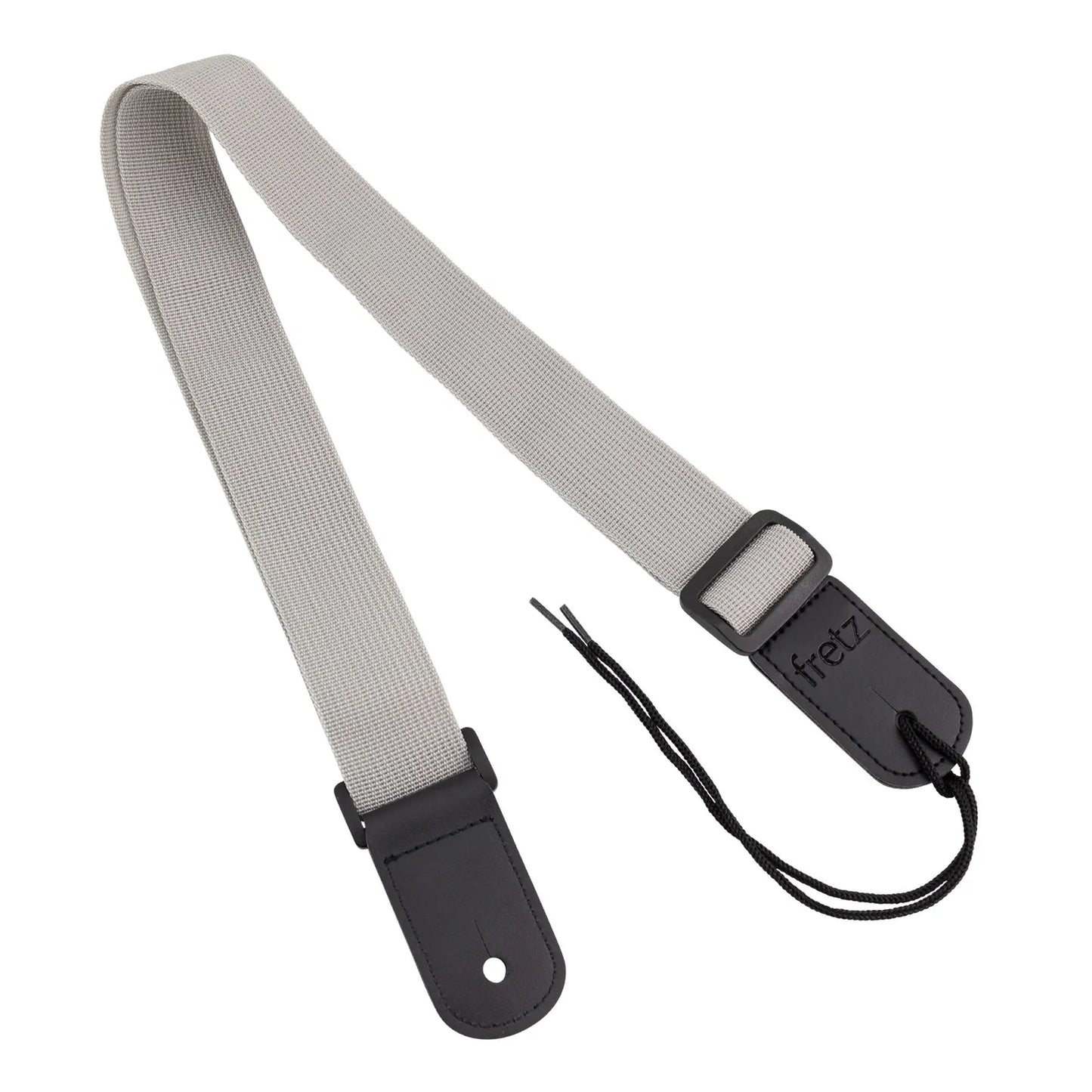 Fretz Polypropylene Ukulele Strap with Microfiber Leather Ends, Adjustable 1.5" Wide, Up to 47" Length, Grey