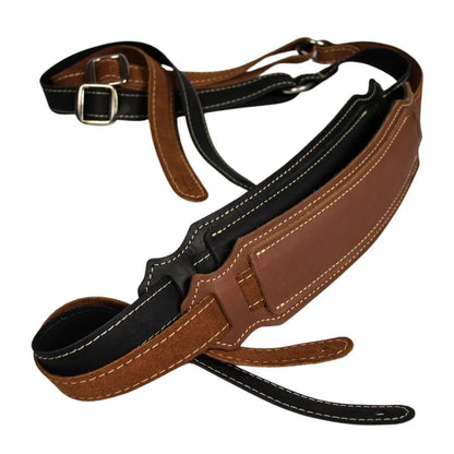 Franklin Vintage Cognac Leather Guitar Strap with Suede Backing and 2.5" Shoulder Pad — view 2