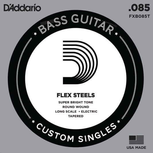 D'Addario FXB085T FlexSteels Bass Guitar Single String, Long Scale Tapered, .085