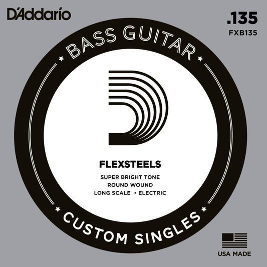 D'Addario FXB135 FlexSteels Bass Guitar Single String, Long Scale, .135