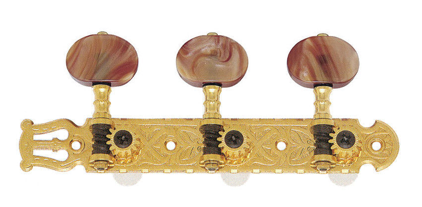 GOTOH - Classical Guitar Machine Heads, Gold, Coffee swirl oval buttons