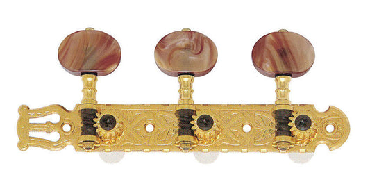 GOTOH - Classical Guitar Machine Heads, Gold, Coffee swirl oval buttons