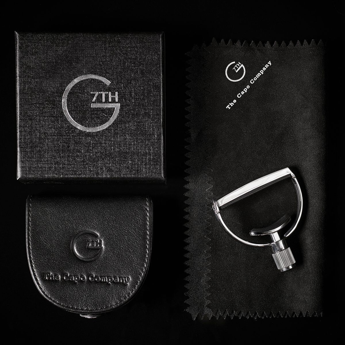 G7th Heritage Standard Silver Capo with Adaptive Radius Technology, Leather Pouch, and Polishing Cloth — view 7