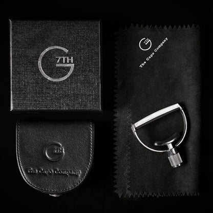 G7th Heritage Wide Silver Capo with Adaptive Radius Technology and Leather Pouch — view 7