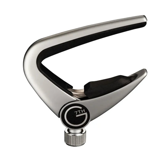 G7 Newport 6 String Guitar Capo - Adjustable Tension, Lightweight, Low Profile, Quick-Release Lever, Rubber Neck Protection, Silver