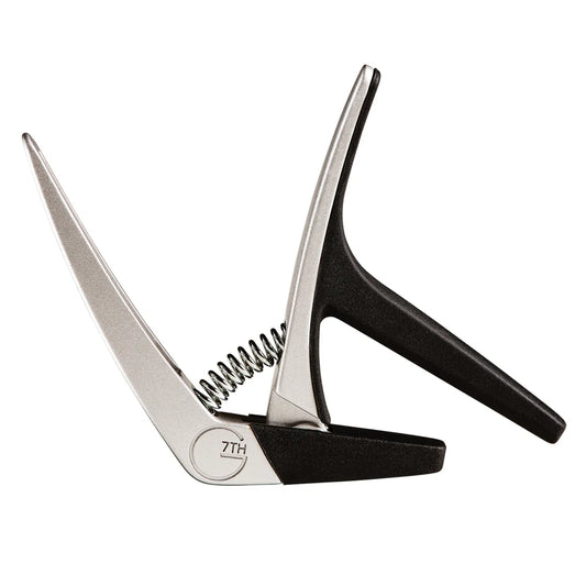 G7 Nashville Ukulele Silver Capo - Lightweight, easy to use, reduces tuning issues, suitable for all ukulele sizes, silicone wrap for tone protection.