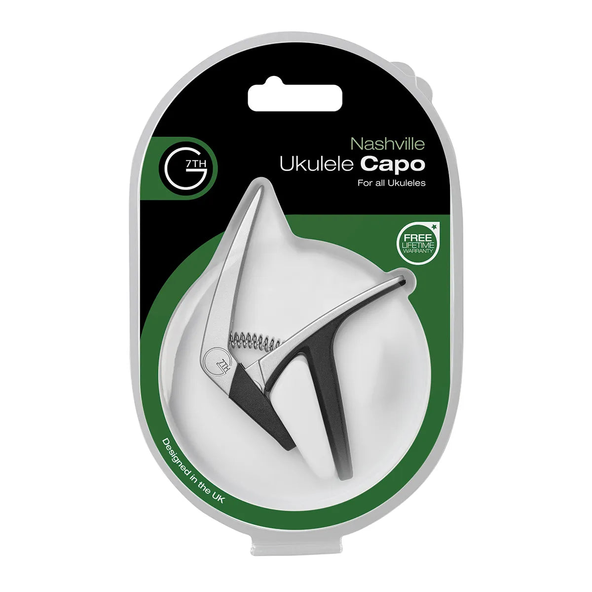 G7 Nashville Ukulele Silver Capo - Lightweight, easy to use, reduces tuning issues, suitable for all ukulele sizes, silicone wrap for tone protection. — view 2