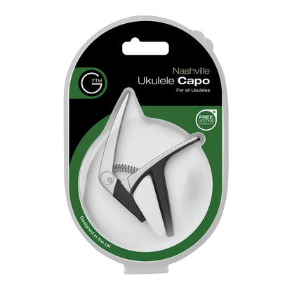 G7 Nashville Ukulele Silver Capo - Lightweight, easy to use, reduces tuning issues, suitable for all ukulele sizes, silicone wrap for tone protection. — view 2