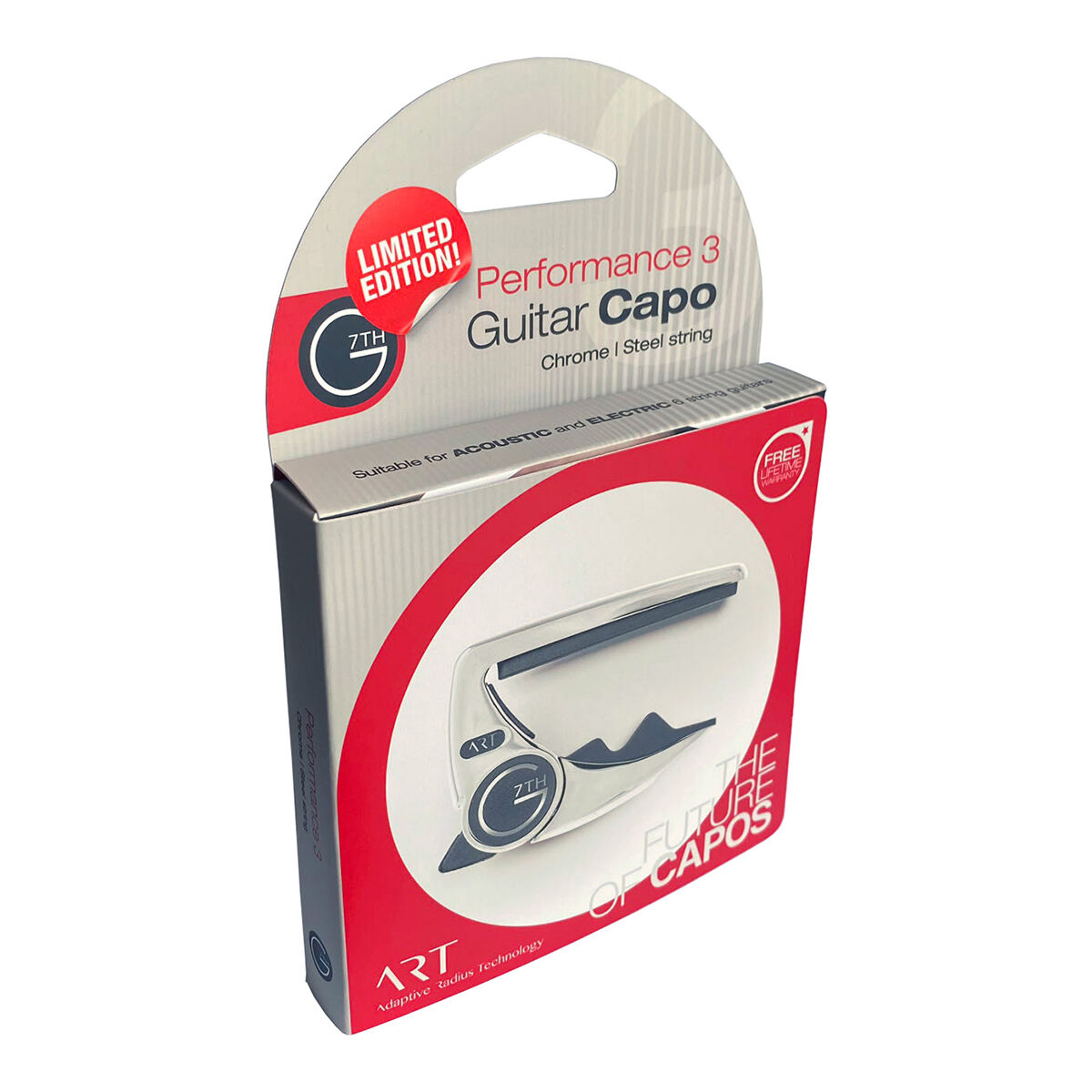 G7 Performance 3 Limited Edition Chrome Guitar Capo with ART technology and Tension Control for steel string guitars — view 4