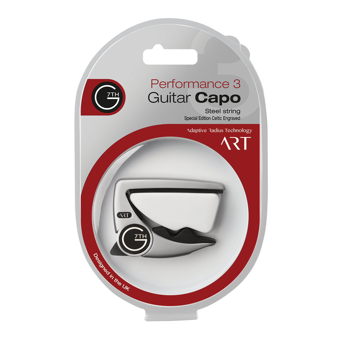 G7 Performance 3 Celtic Silver Guitar Capo with Adaptive Radius Technology and Unique Tension Control — view 4