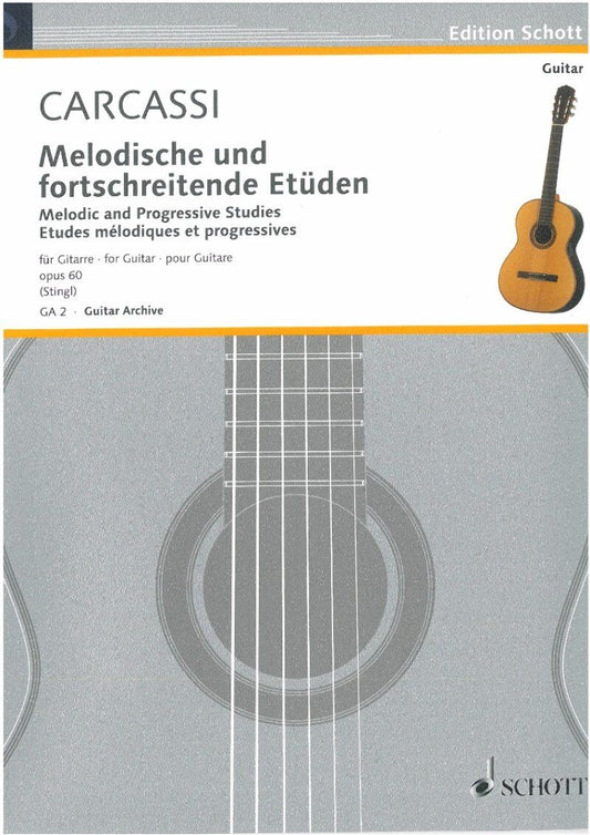 Carcassi Melodious & Progressive Studies Op. 60 for Guitar, 32 Pages, Schott Music