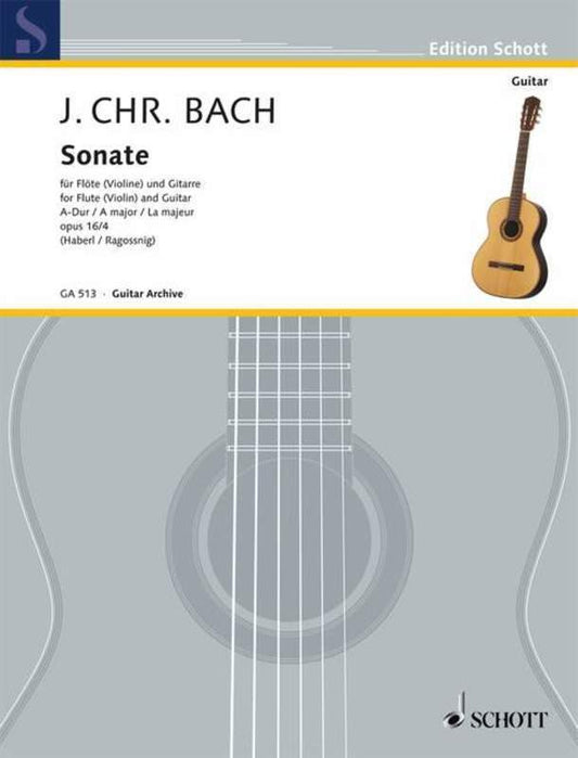Jc Bach - Sonata A Op 16 No 4 Flute Or Violin/Guitar (Softcover Book)