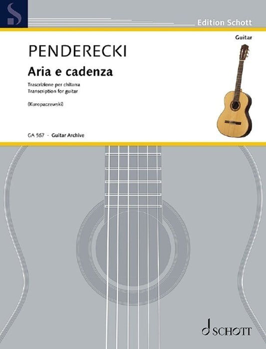 Penderecki - Aria e Cadenza for Guitar, Arranged by Lukasz Kuropaczewski, 12 Pages, Schott Music, Guitar Archive Series