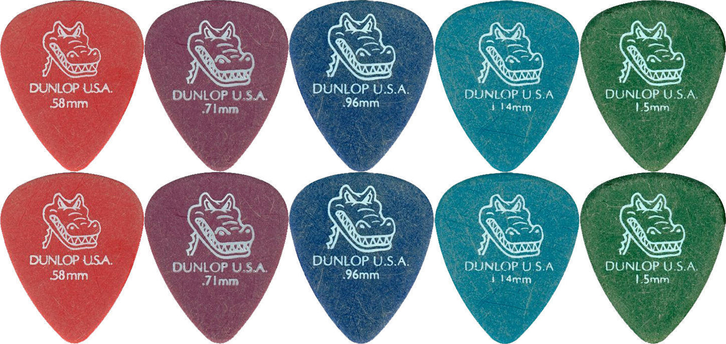 10 x Jim Dunlop Gator Grip 417R MIXED Guitar Picks Starter Set / Beginner