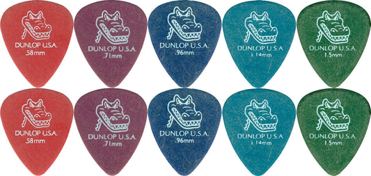 10 x Jim Dunlop Gator Grip 417R MIXED Guitar Picks Starter Set / Beginner