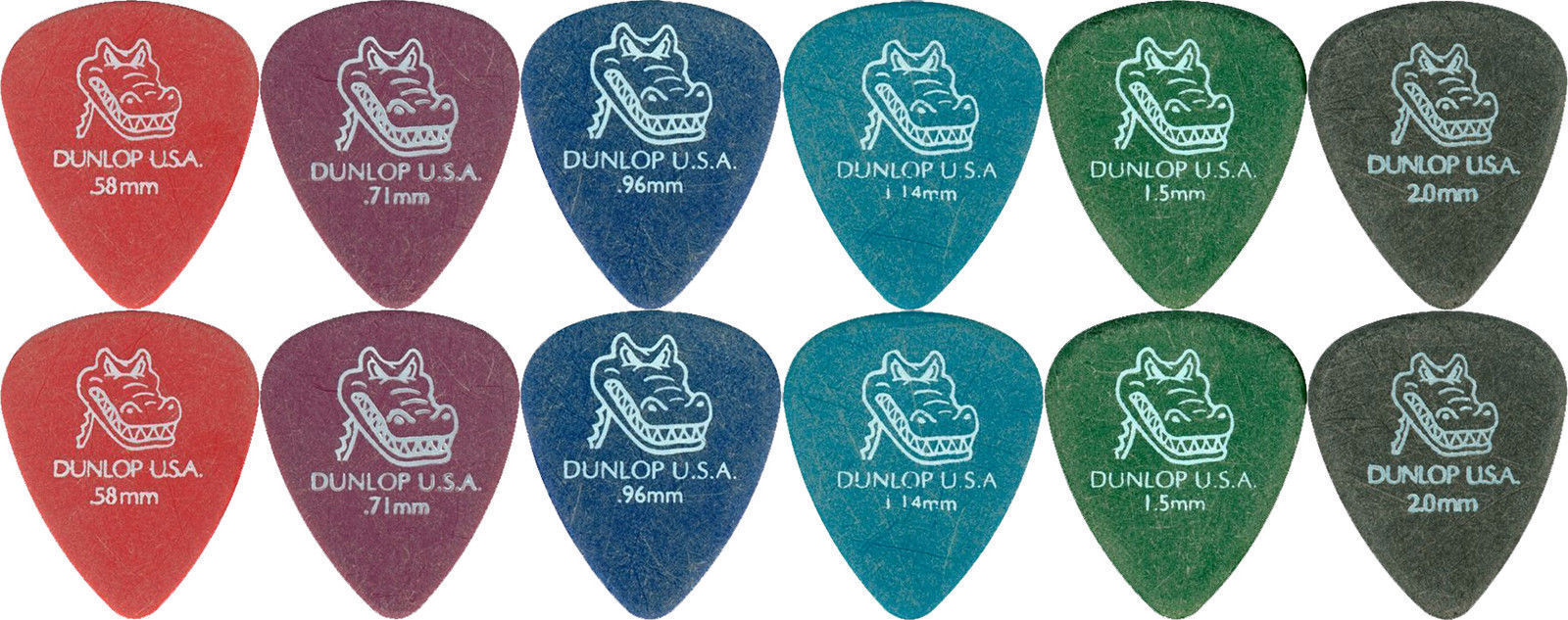 12 x Jim Dunlop Gator Grip 417R Guitar Picks Mixed Gauges Free Shipping