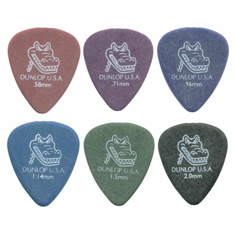 6 x Dunlop Gator Grip Guitar Picks Mixed Gauges 417R Free Shipping
