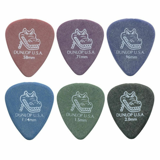 6 x Dunlop Gator Grip Guitar Picks Mixed Gauges 417R Free Shipping