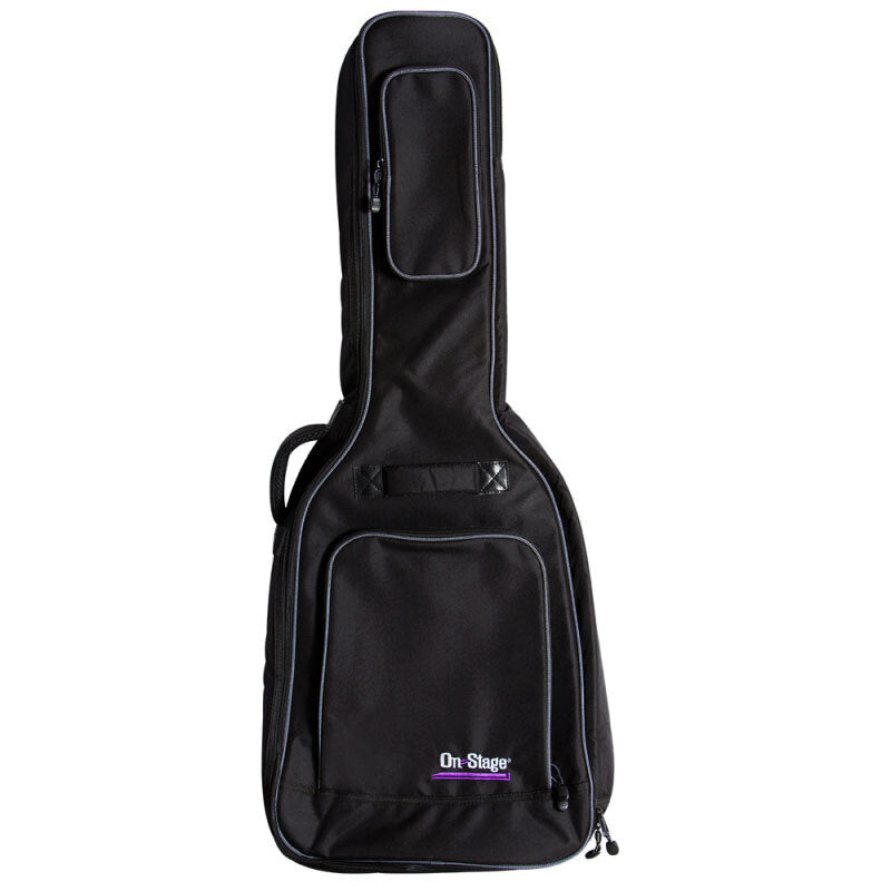 On Stage GBA4770 Deluxe Acoustic Guitar Gig Bag - Black, Weather-Resistant, Padded, Adjustable Straps, 2 Pockets, 42.32" Length