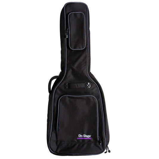 On Stage GBA4770 Deluxe Acoustic Guitar Gig Bag - Black, Weather-Resistant, Padded, Adjustable Straps, 2 Pockets, 42.32" Length