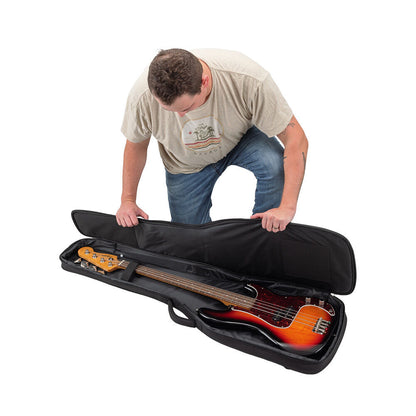 On Stage Adventure Series Electric Bass Guitar Gig Bag - Black/Brown — view 6