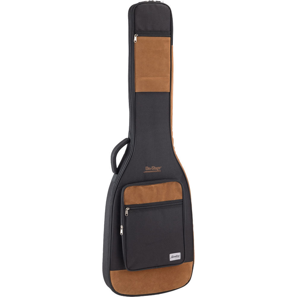 On Stage Adventure Series Electric Bass Guitar Gig Bag - Black/Brown
