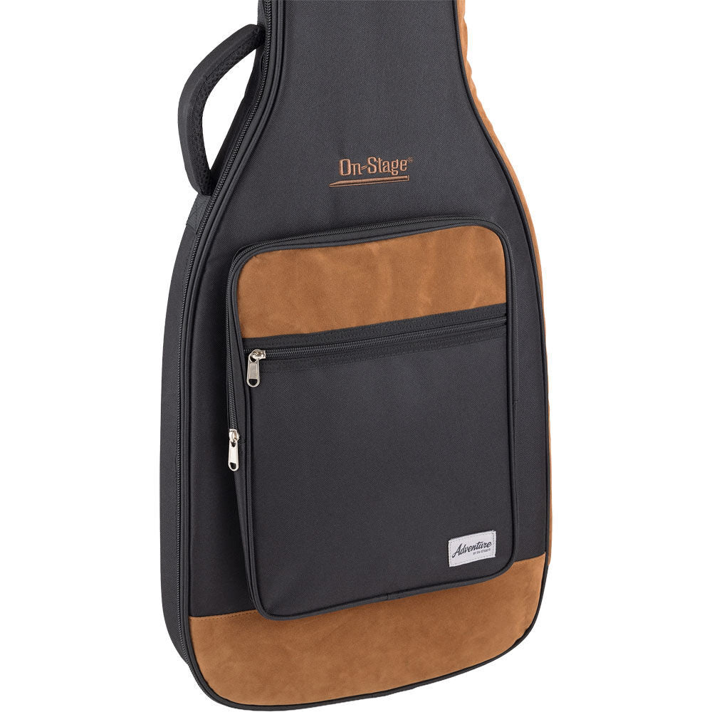 On Stage Adventure Series Electric Bass Guitar Gig Bag - Black/Brown — view 3
