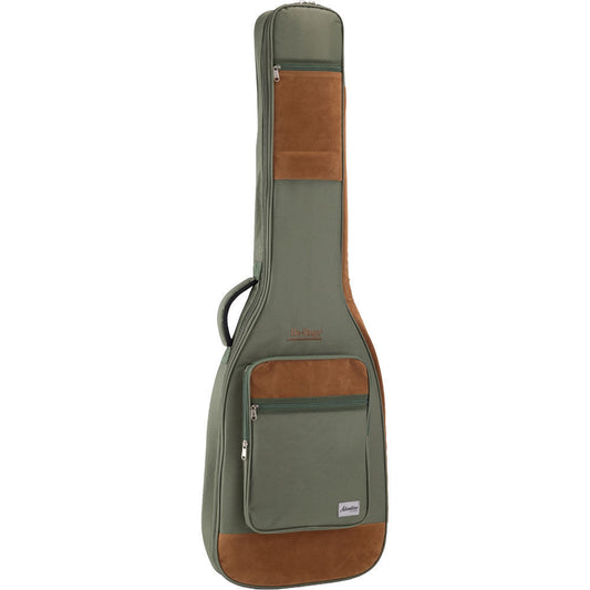 On Stage Adventure Series Electric Bass Guitar Gig Bag, Green/Brown, 600D Nylon, 3 Accessory Pockets, Lightweight, Padded, Ergonomic Design