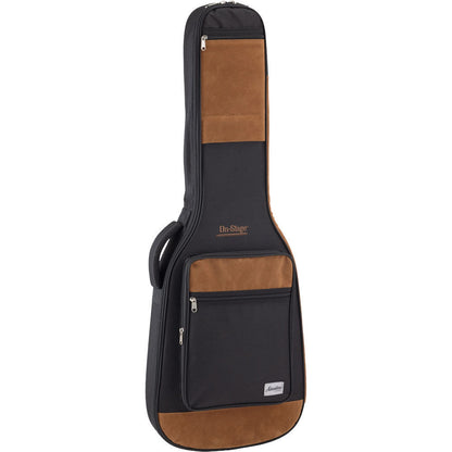 On Stage Adventure Series Electric Guitar Gig Bag Black/Brown 600D Nylon with Padding and Accessory Pockets