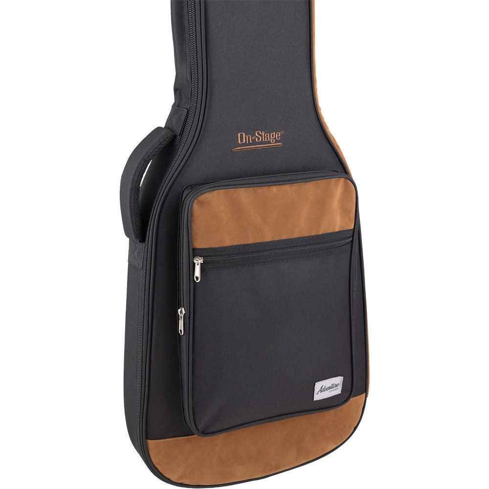 On Stage Adventure Series Electric Guitar Gig Bag Black/Brown 600D Nylon with Padding and Accessory Pockets — view 3